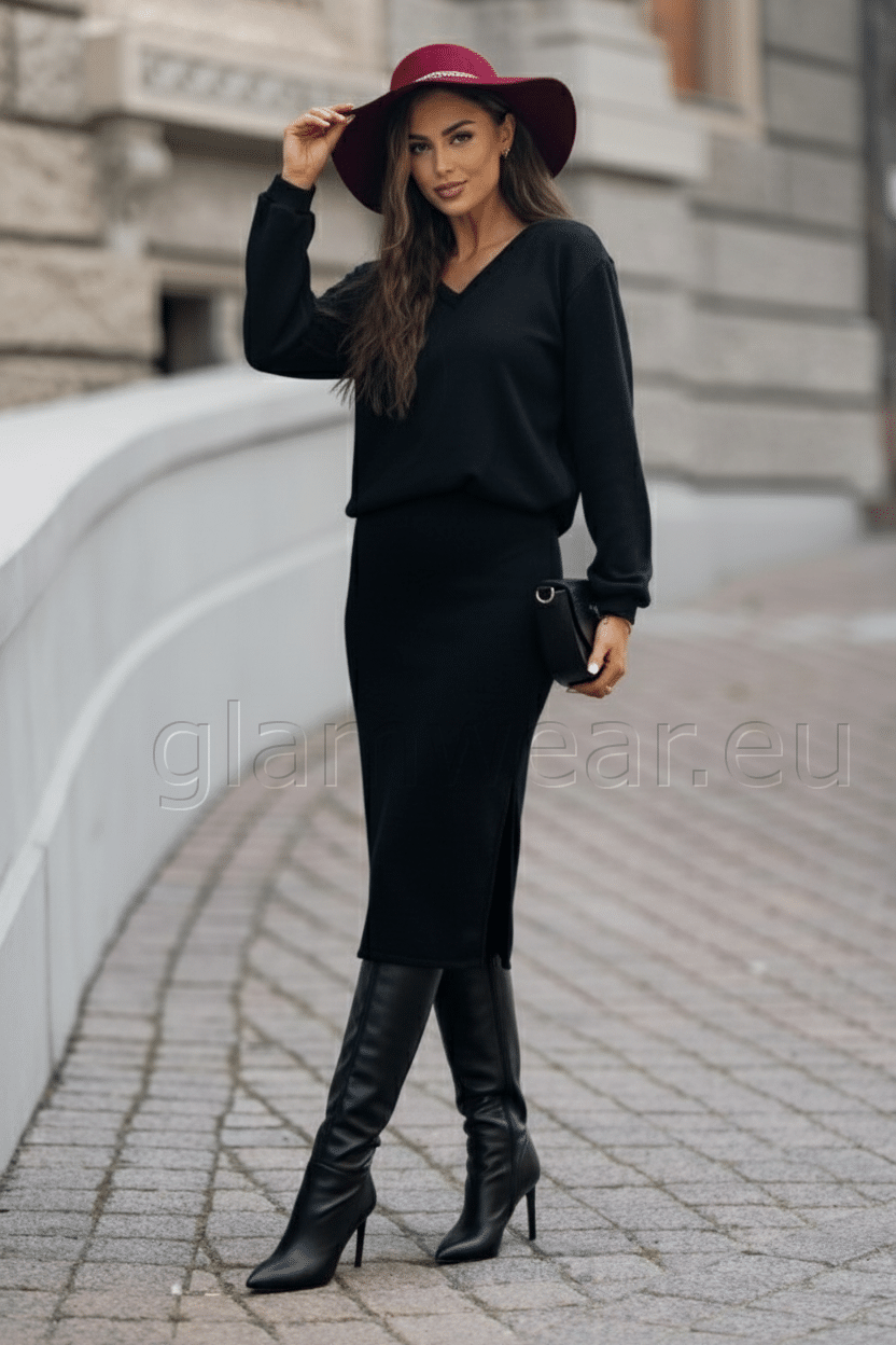 Pehme ning soe pluusi ja seeliku komplekt 82103-UXM-MUST - Image 3