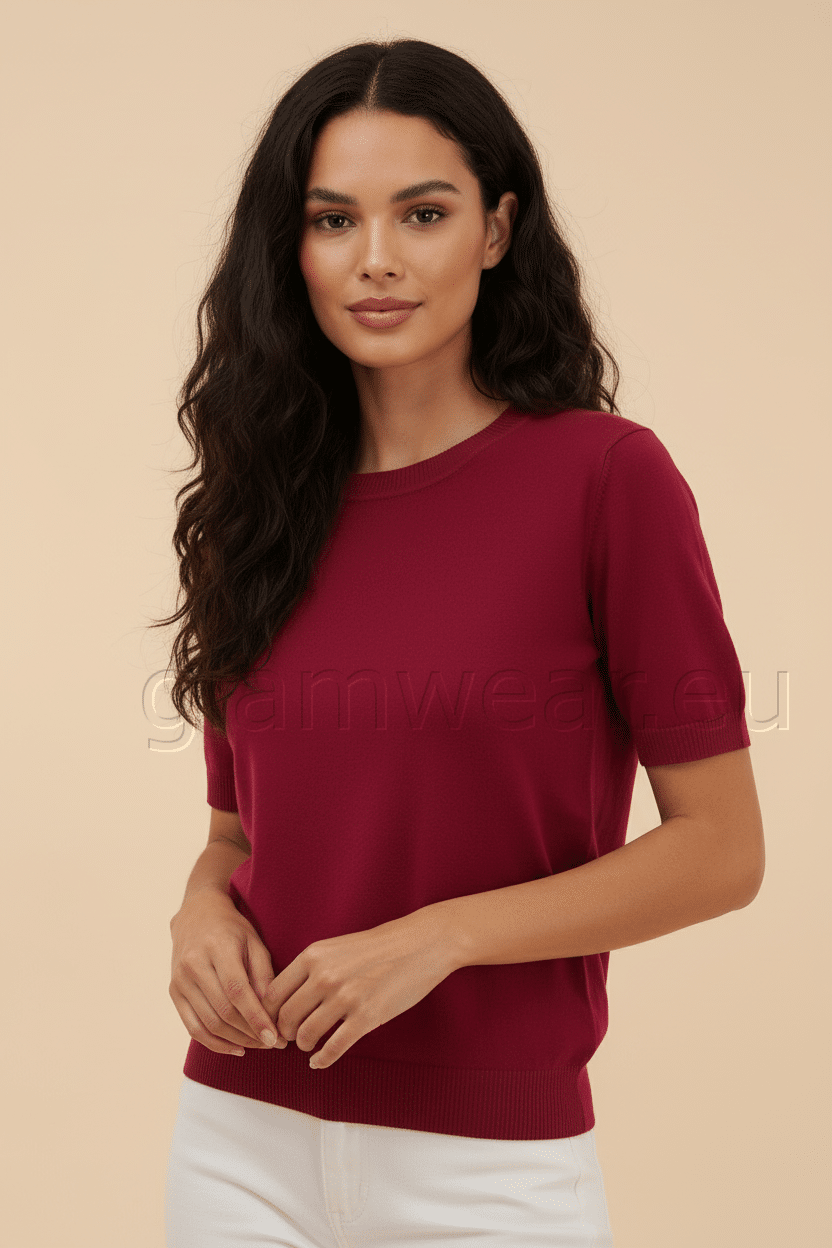 Kvaliteetne kašmiiri sisaldusega lühikeste varrukatega pullover 1706-UXP-BORD - Image 2