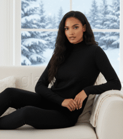 Kvaliteetne kašmiiri sisaldusega pikkade varrukatega pullover 1366-UXP-MUST