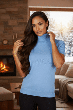 Kvaliteetne kašmiiri sisaldusega lühikeste varrukatega pullover 1620-UXP-HSIN