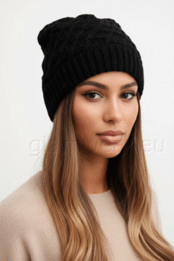 Must villasisaldusega kootud talvemüts naistele 430-UXS-MUST