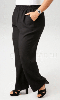 Alternative view of Aniston mustad kõrge vöökohaga vabalt langevad püksid 15074503-UXR