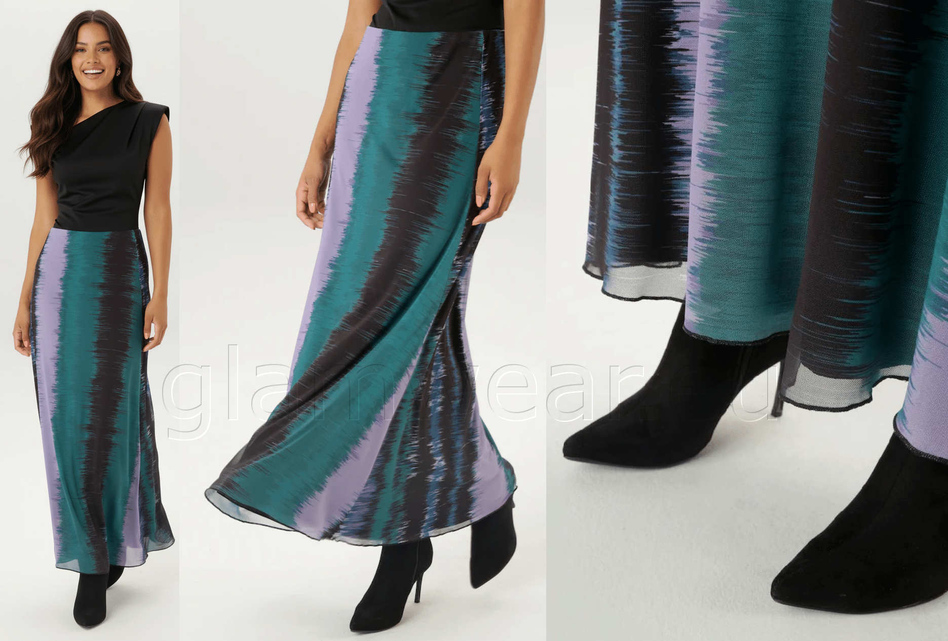 Aniston kirju täispika voodriga šifoonseelik 30532404-UXR - Image 3