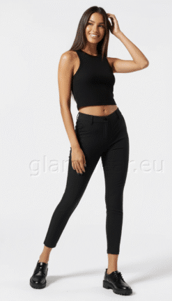 Janina kõrge vöökohaga stretšid mustad püksid 1207643-UXK-MUST