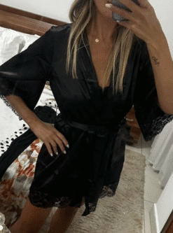 Alternative view of Naiselik satiinist hommikumantel 3539324-UXS-MUST