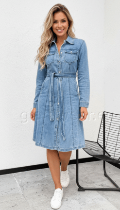 Stretš laiema seelikuosaga eest nööbitav teksakleit 123177-UXA-SINI