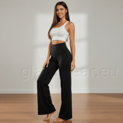 Trimmiva kõrge pihaosaga sirge lõikega püksid 16314-UXA-MUST