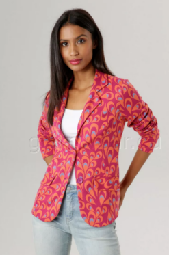 ANISTON efektne pikkade varrukatega mustriline bleiser kevadeks 87228539-UXR