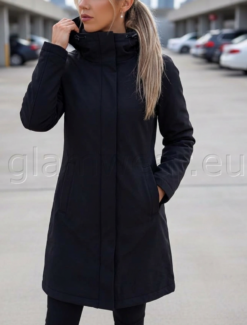 Mugav must kapuutsiga softshell parka 010101-UXF-MUST