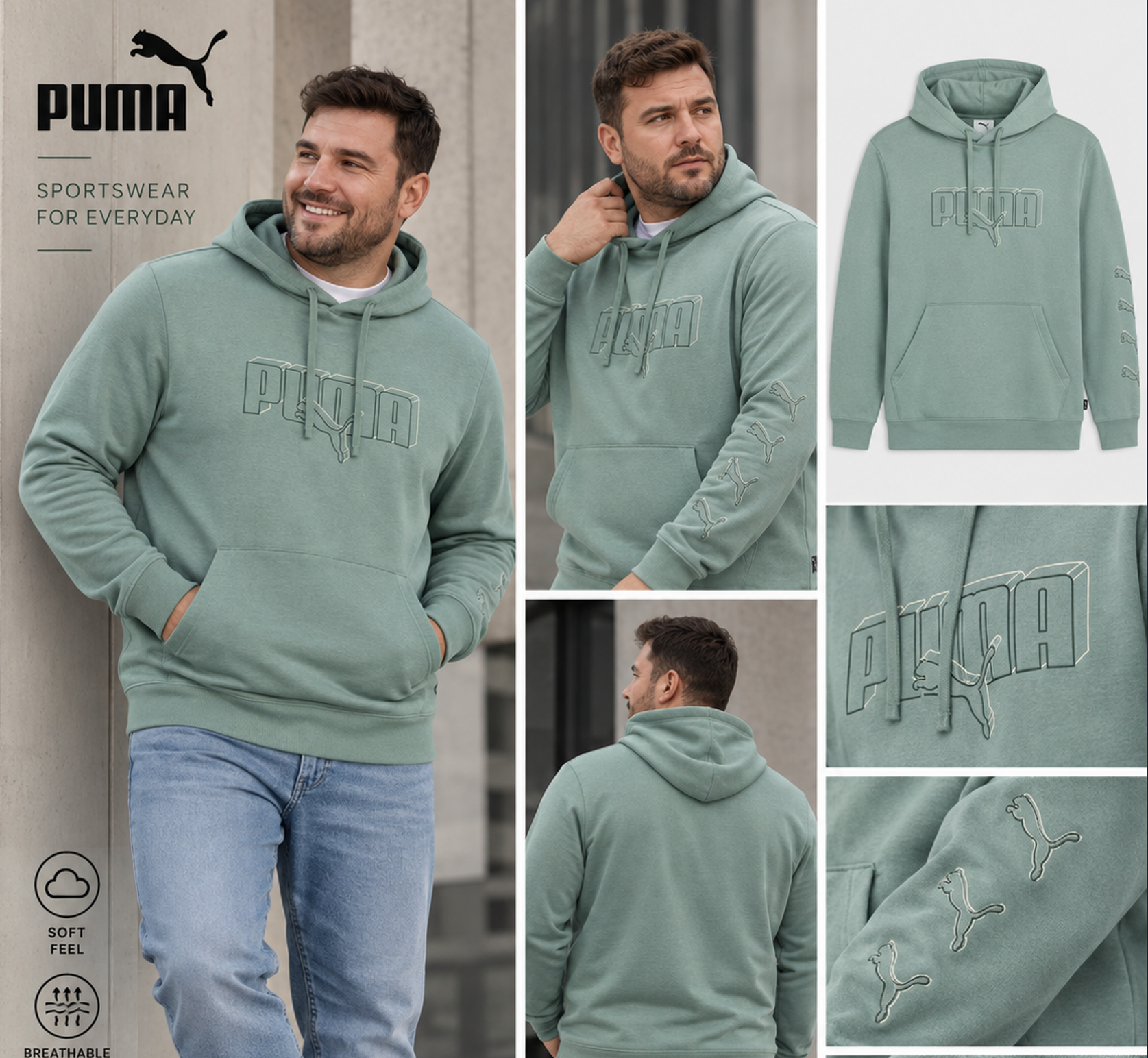 PUMA kvaliteetne kapuutsiga dressipluus meestele 52171903-UXR