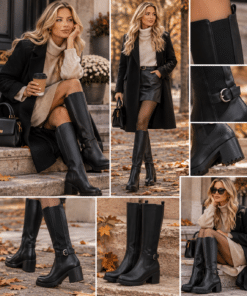 Elegantsed kummiga pika säärega saapad 9272-UXW-MUST